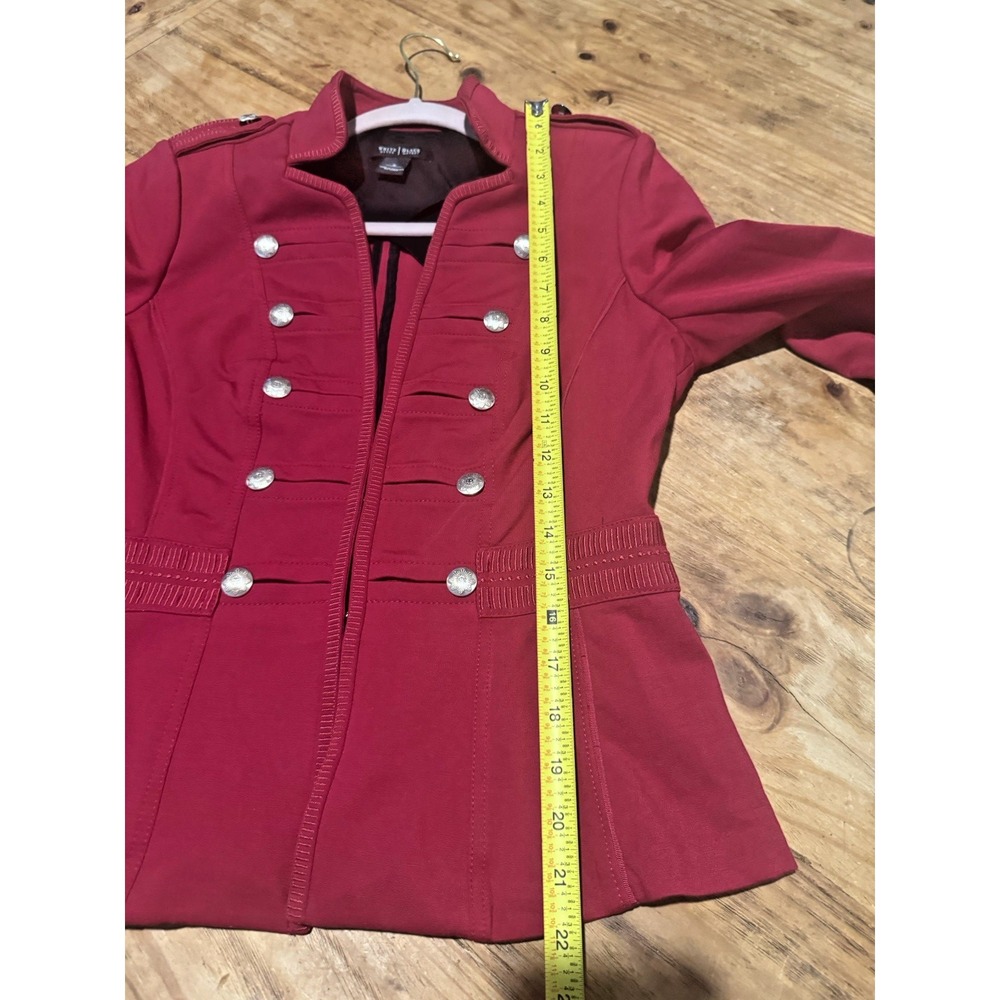 White House Black Market Military Style Blazer Sz 6 Long Sleeve Burgundy Stretch - Picture 13 of 14